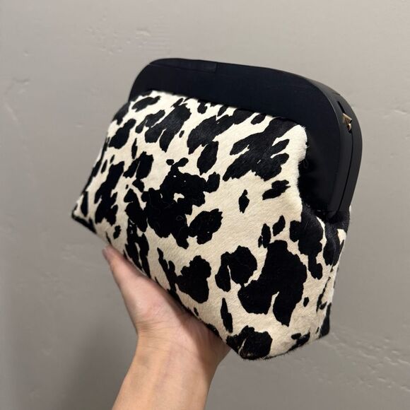 Cow Print Real Hair-on Cowhide Handmade Wooden Frame Shoulder Bag/Crossbody - Picture 8 of 15